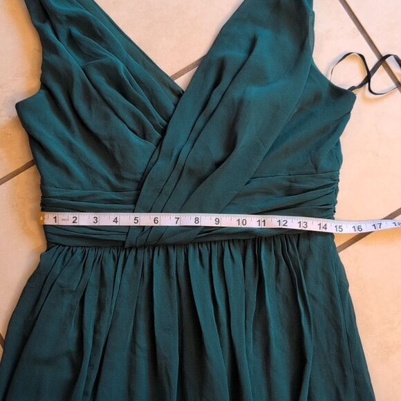 NWOT Dessy Collection Sleeveless Draped Chiffon Maxi Dress Hunter Green Size 12 - Picture 9 of 13